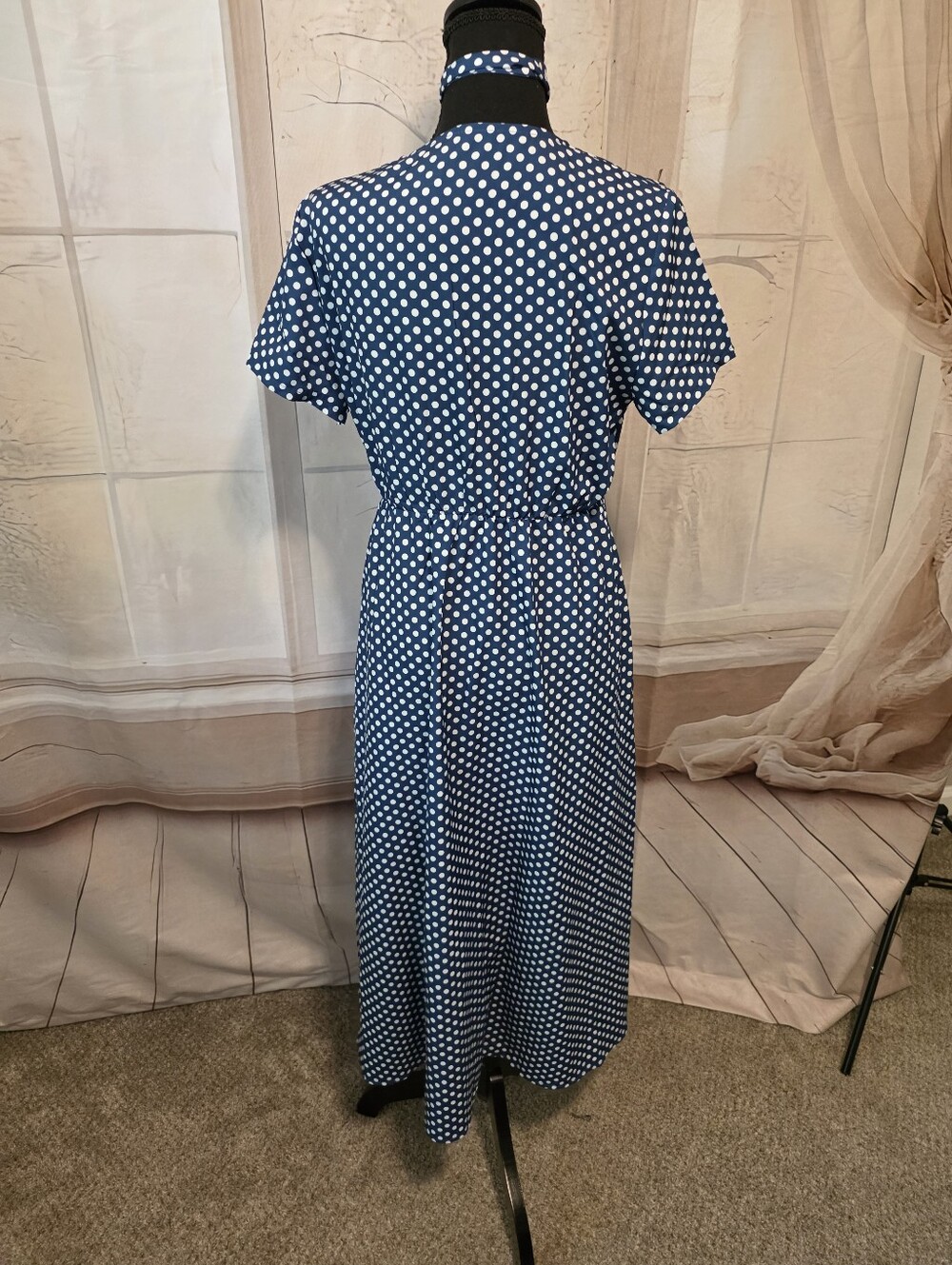 Kohl's Blue Polka Dot Short-Sleeve Maxi Dress - Picture 4 of 7